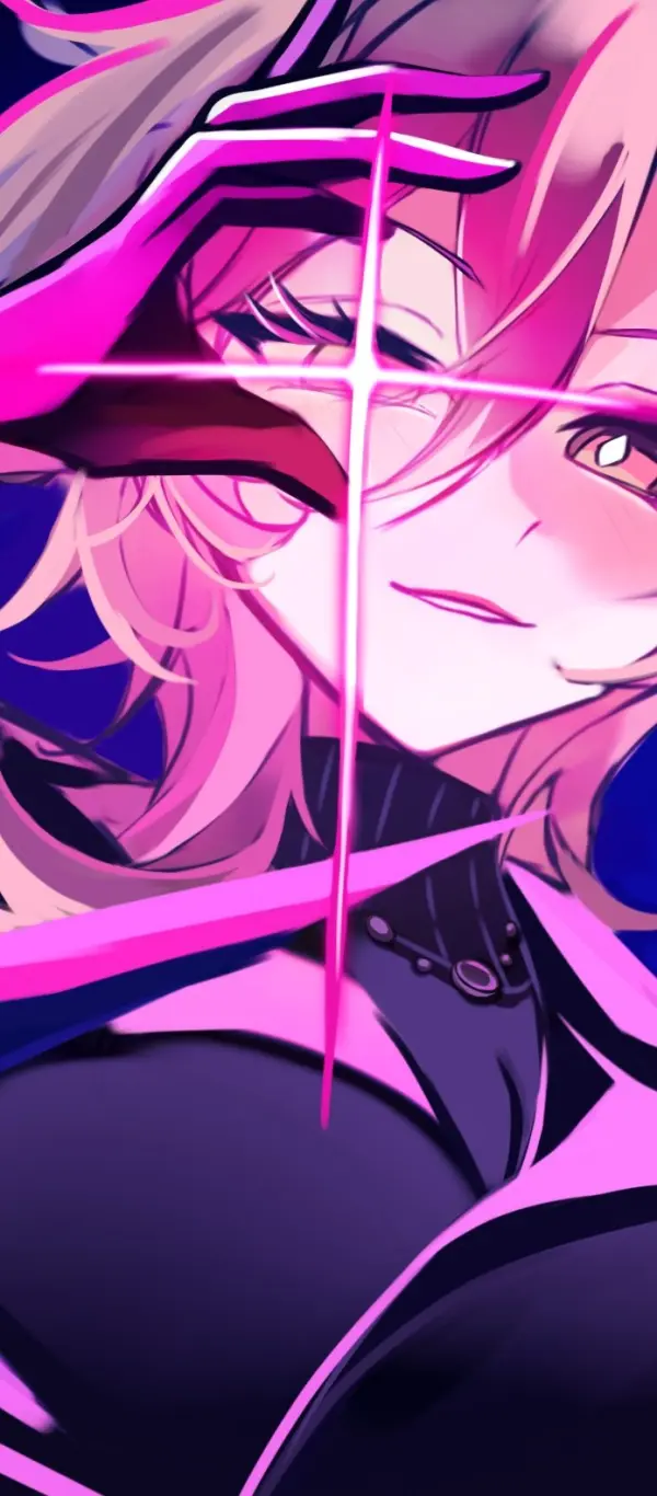 Neon Glow on Smiling Kuchiba in Dark Space Art #1489