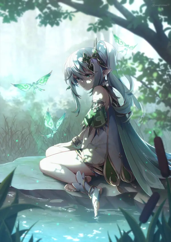 Dappled Sunlight on Nahida Riverside Portrait #1493