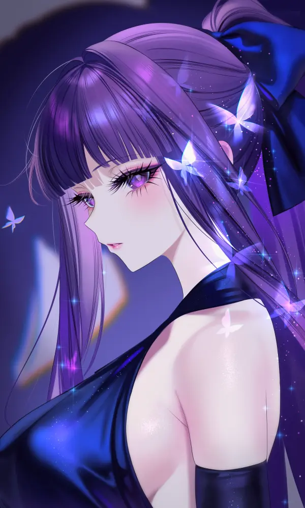 Fern in Blue Halter Dress Sousou no Frieren Art #1518