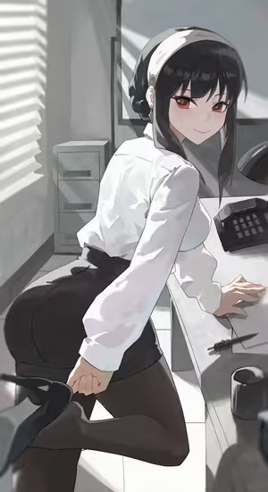 Office Lady Yor Forger Spy x Family Ecchi Wallpaper Adjusting Clothes #209