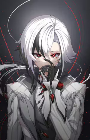 Arlecchino Genshin Impact Wallpaper Black Hair, Black Eyes, White Jacket, Solo #93